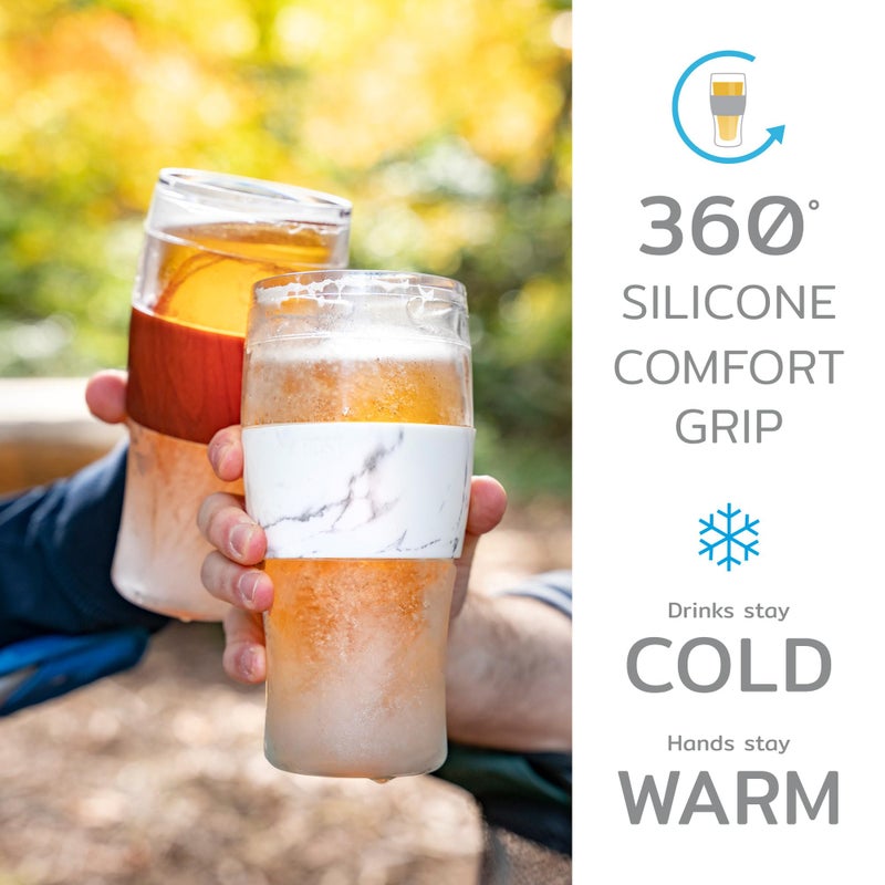 HOST FREEZE Beer Glasses, Frozen Brew Mugs, Freezable Pint Glass Set, Insulated Beer Glass to Keep Your Drinks Cold, Double Walled Insulated Glasses, Gift for Dad, 16oz, Set of 2, Crimson Red - Image 4